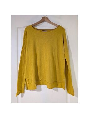 Vince | Women's Slub Knit Relaxed Boat Neck Dolman Sleeve Top in Yellow